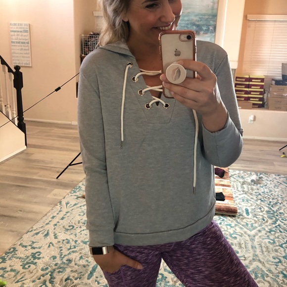 ❗️Last 2! XS, S Grey lace up sweatshirt - Picture 8 of 8